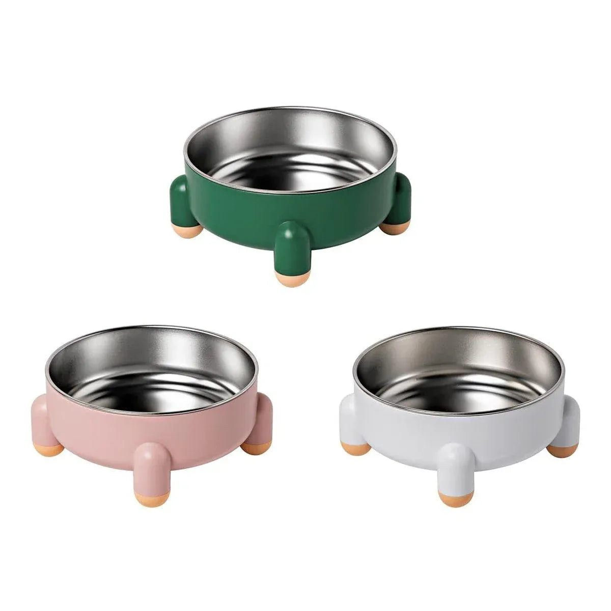 Anti-Tip Stainless Steel Dog Bowl Pet Basin for Dogs Cats Durable Feeding Dish - White
