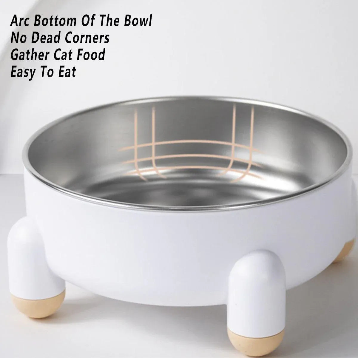 Anti-Tip Stainless Steel Dog Bowl Pet Basin for Dogs Cats Durable Feeding Dish - White