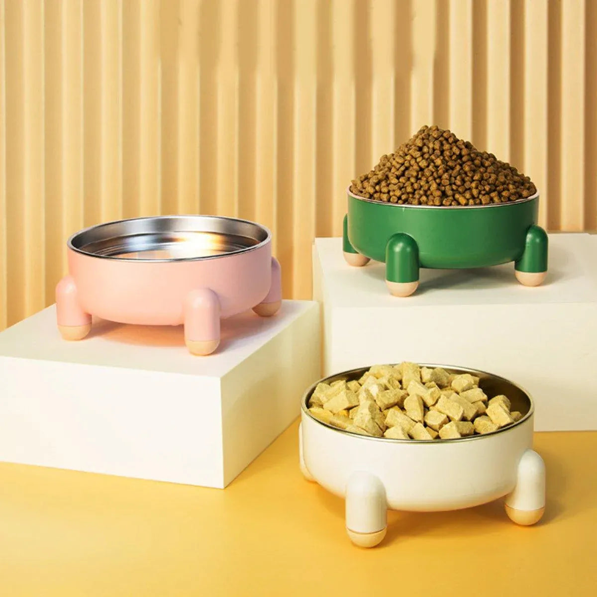 Anti-Tip Stainless Steel Dog Bowl Pet Basin for Dogs Cats Durable Feeding Dish - White