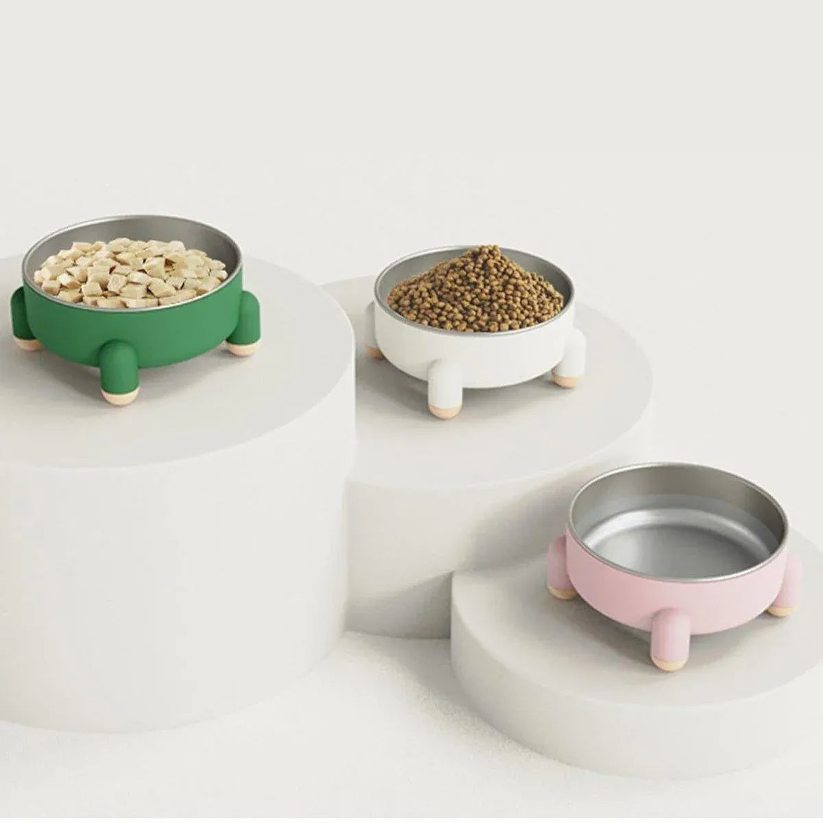 Anti-Tip Stainless Steel Dog Bowl Pet Basin for Dogs Cats Durable Feeding Dish - White