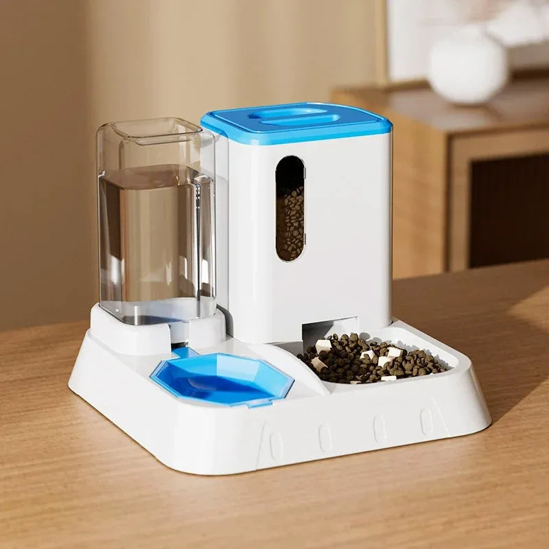 Pet Water Dispenser Automatic Feeder Bowl Cat Dog Drinking Fountain Food Feeding - Blue