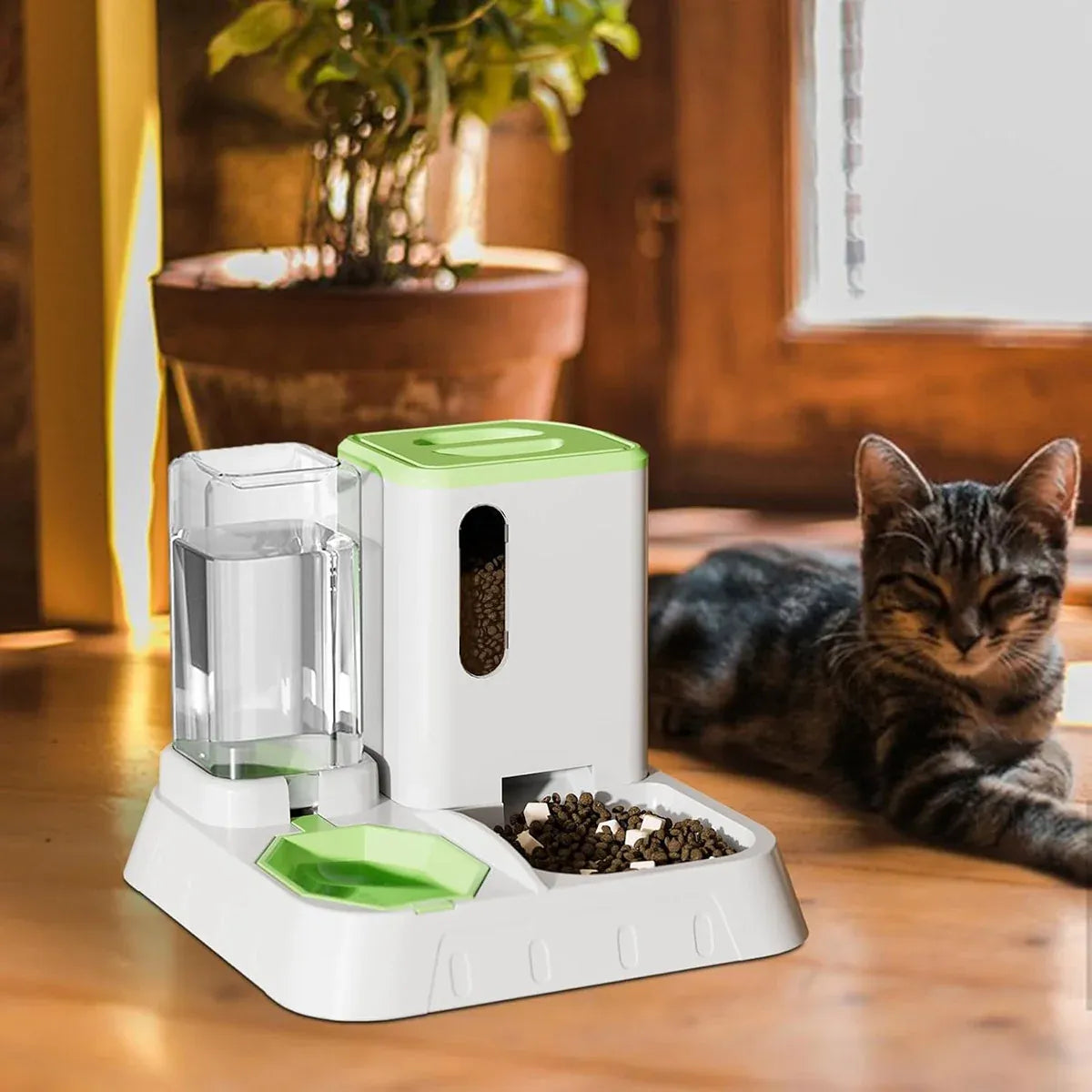 Pet Water Dispenser Automatic Feeder Bowl Cat Dog Drinking Fountain Food Feeding - Blue