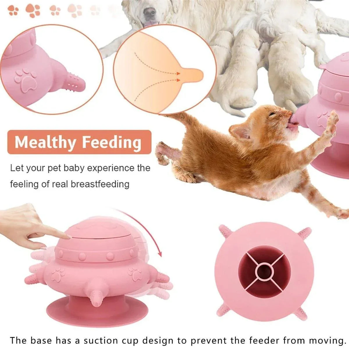 Silicone Pet Feeding Device Anti-choking Bionic Breast-feeding Water Feeder - Green