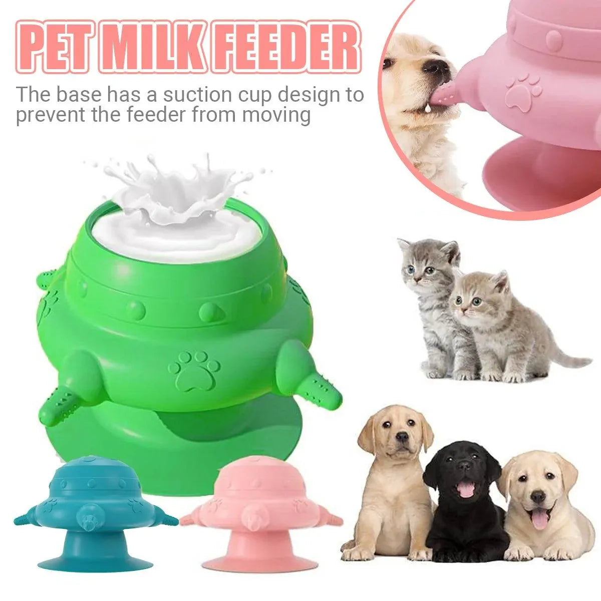 Silicone Pet Feeding Device Anti-choking Bionic Breast-feeding Water Feeder - Green