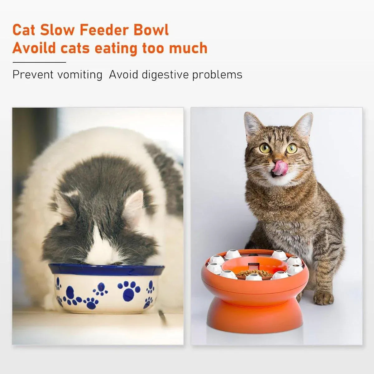 Pet Slow Feeder Interactive Cat Dog Food Dispenser Puzzle Toy for Healthy Eating - Orange