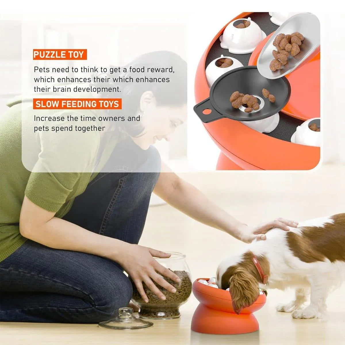 Pet Slow Feeder Interactive Cat Dog Food Dispenser Puzzle Toy for Healthy Eating - Pink