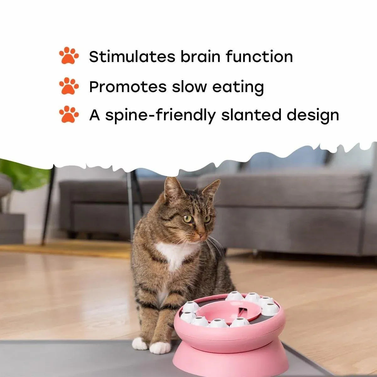 Pet Slow Feeder Interactive Cat Dog Food Dispenser Puzzle Toy for Healthy Eating - Pink