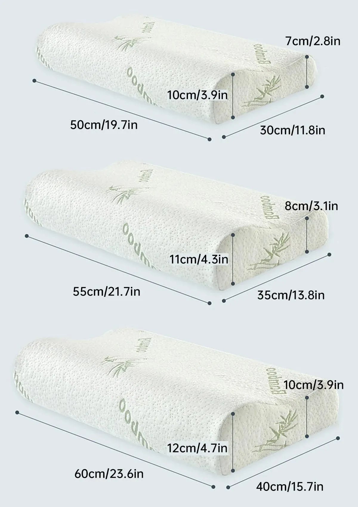 1/2PCS Memory Foam Neck Pillow Wavy Contour Slow Rebound Pillow - 50x30x10cm-2pcs