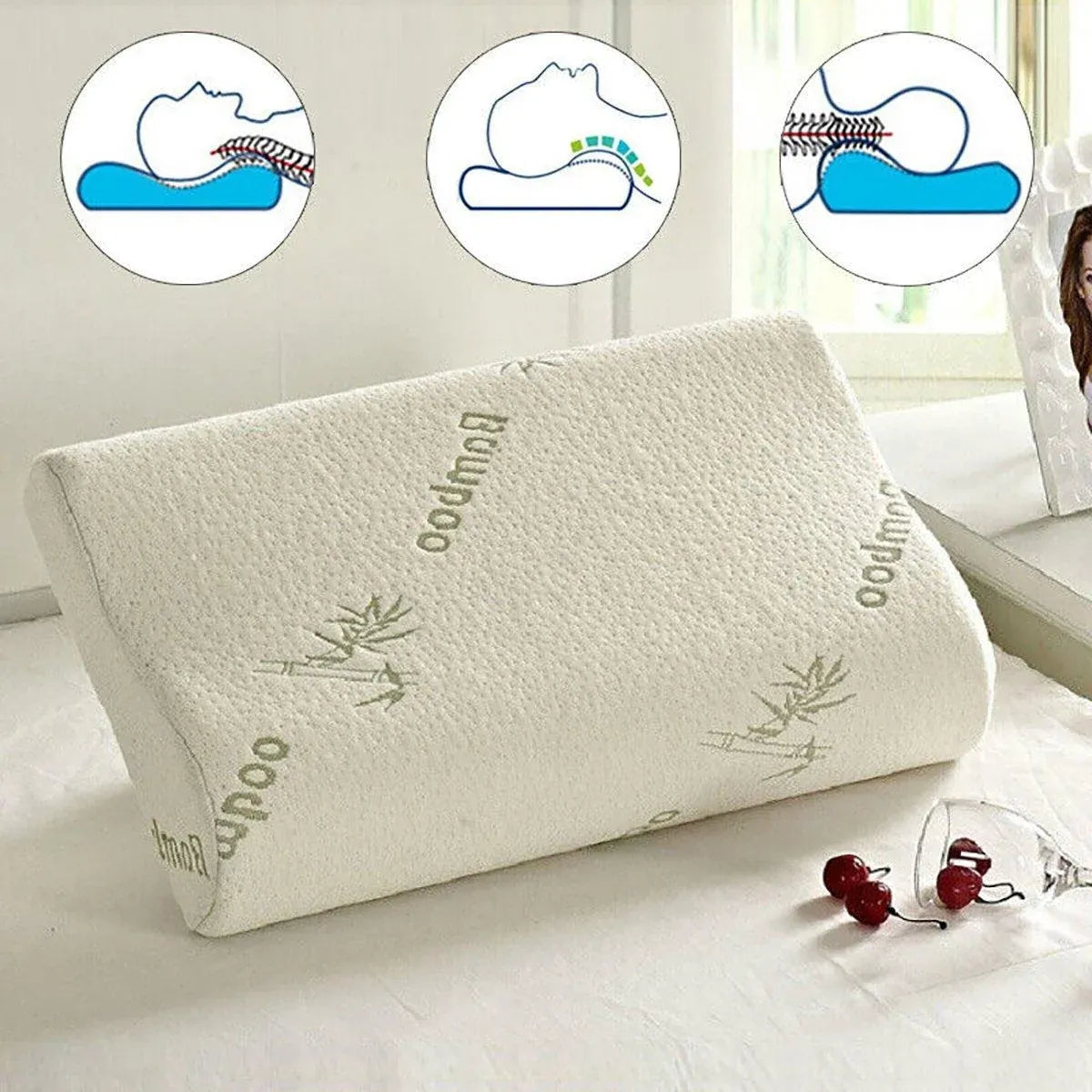 1/2PCS Memory Foam Neck Pillow Wavy Contour Slow Rebound Pillow - 55x35x11cm-1pc