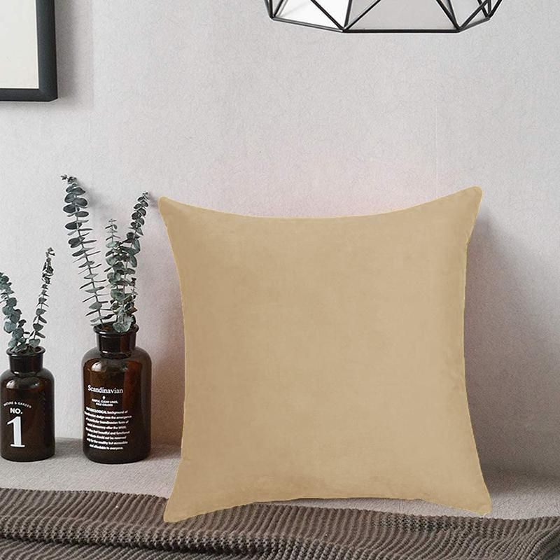 45cm*45cm Multicoloured Plain Solid Colour Cushion Cover Decorative Pillow Case - Beige