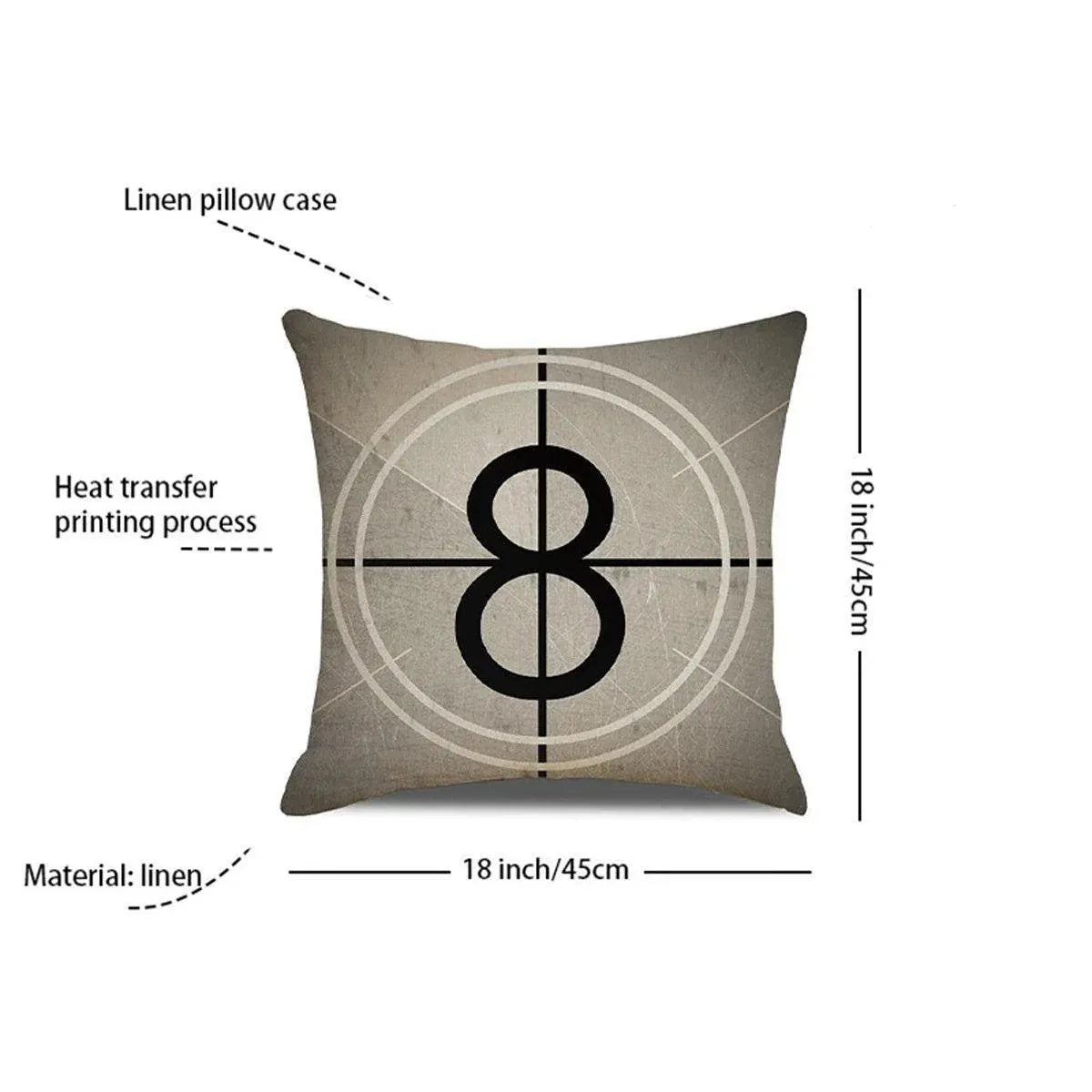 4-Piece 45 cm Retro Cinema Cushion Cover Set