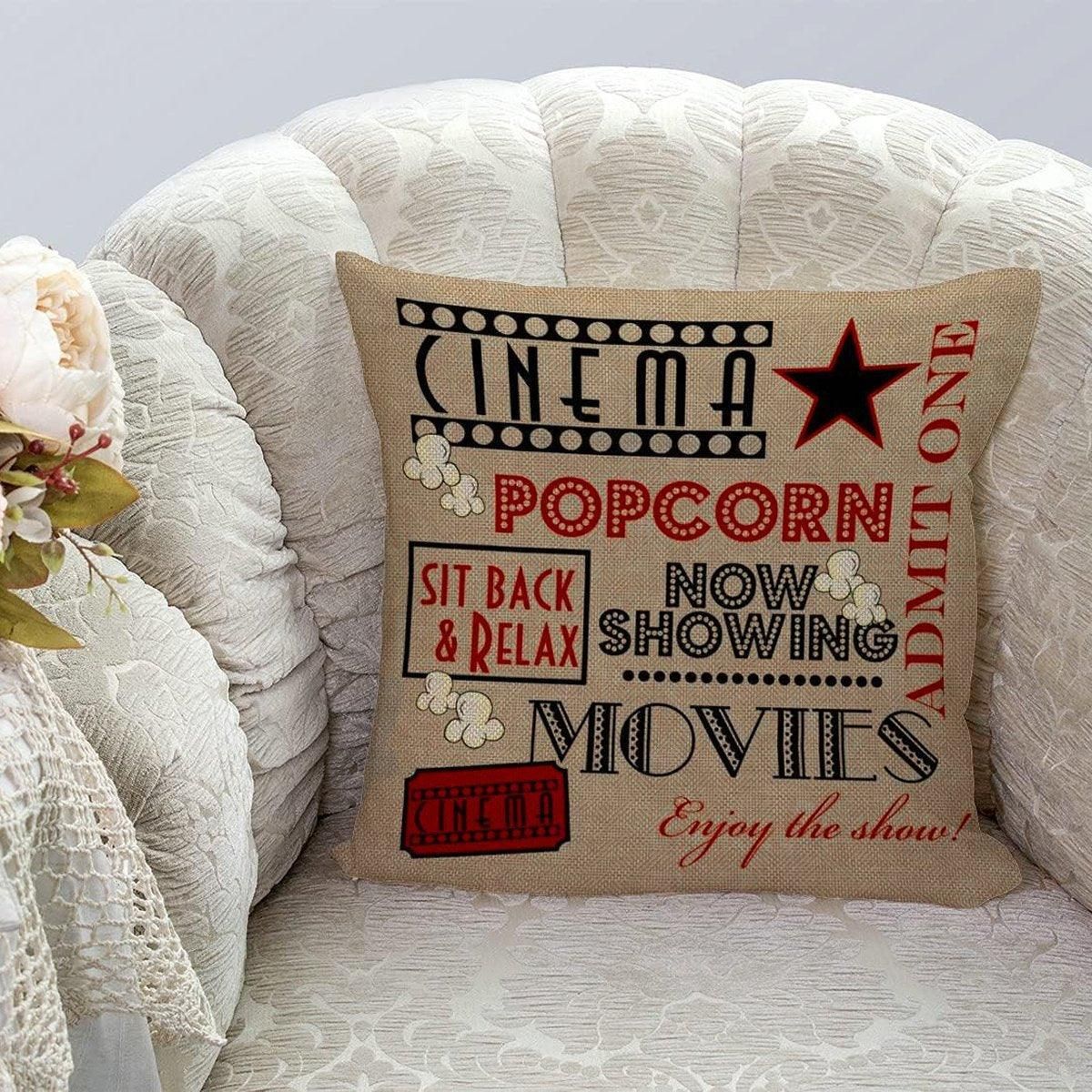 4-Piece 45 cm Retro Cinema Cushion Cover Set