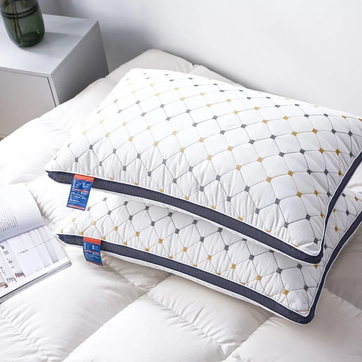 1/2pcs High Rebound Feather Velvet Pillow Washable Soft Bed Cushion Core Support - 700g-2pcs
