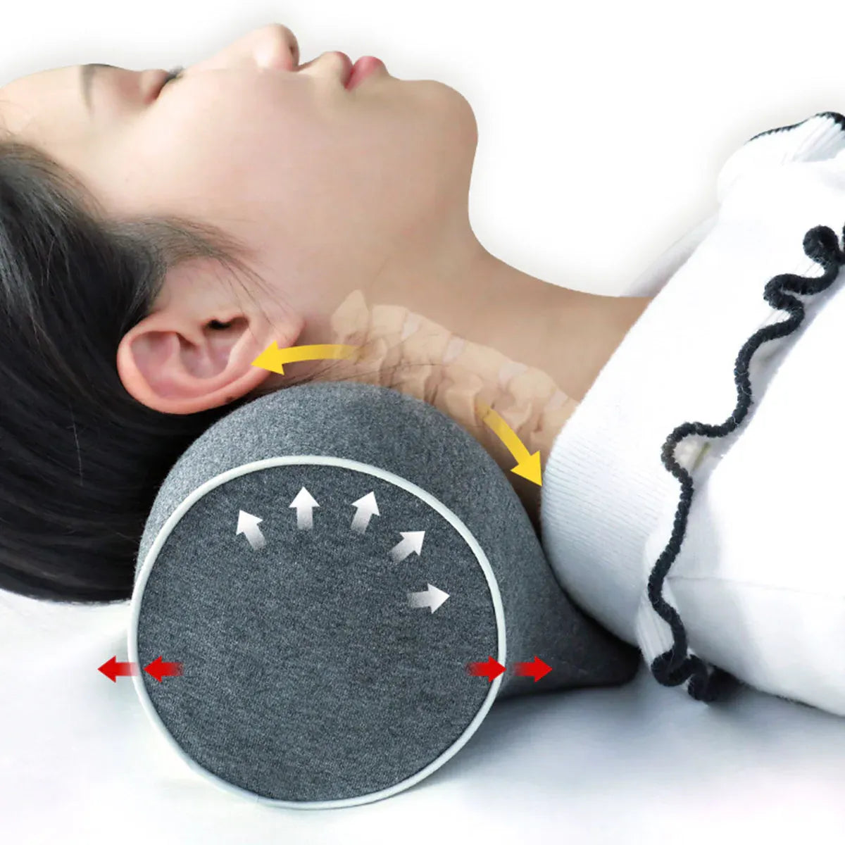 Ergonomic Memory Foam Neck Support Pillow Soft Cotton Cover for Home and Travel