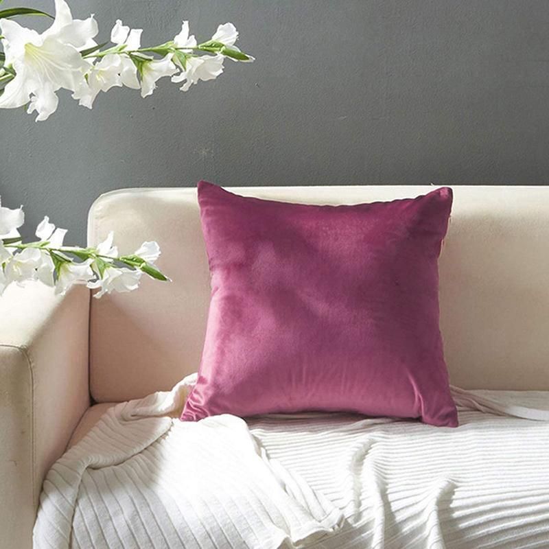 45cm*45cm Multicoloured Plain Solid Colour Cushion Cover Decorative Pillow Case - Red