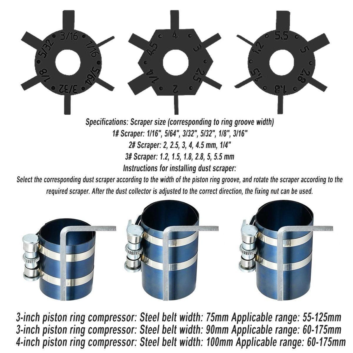 11X Auto Engine Piston Ring Service Tool Set Compressor Tools Kit for Car