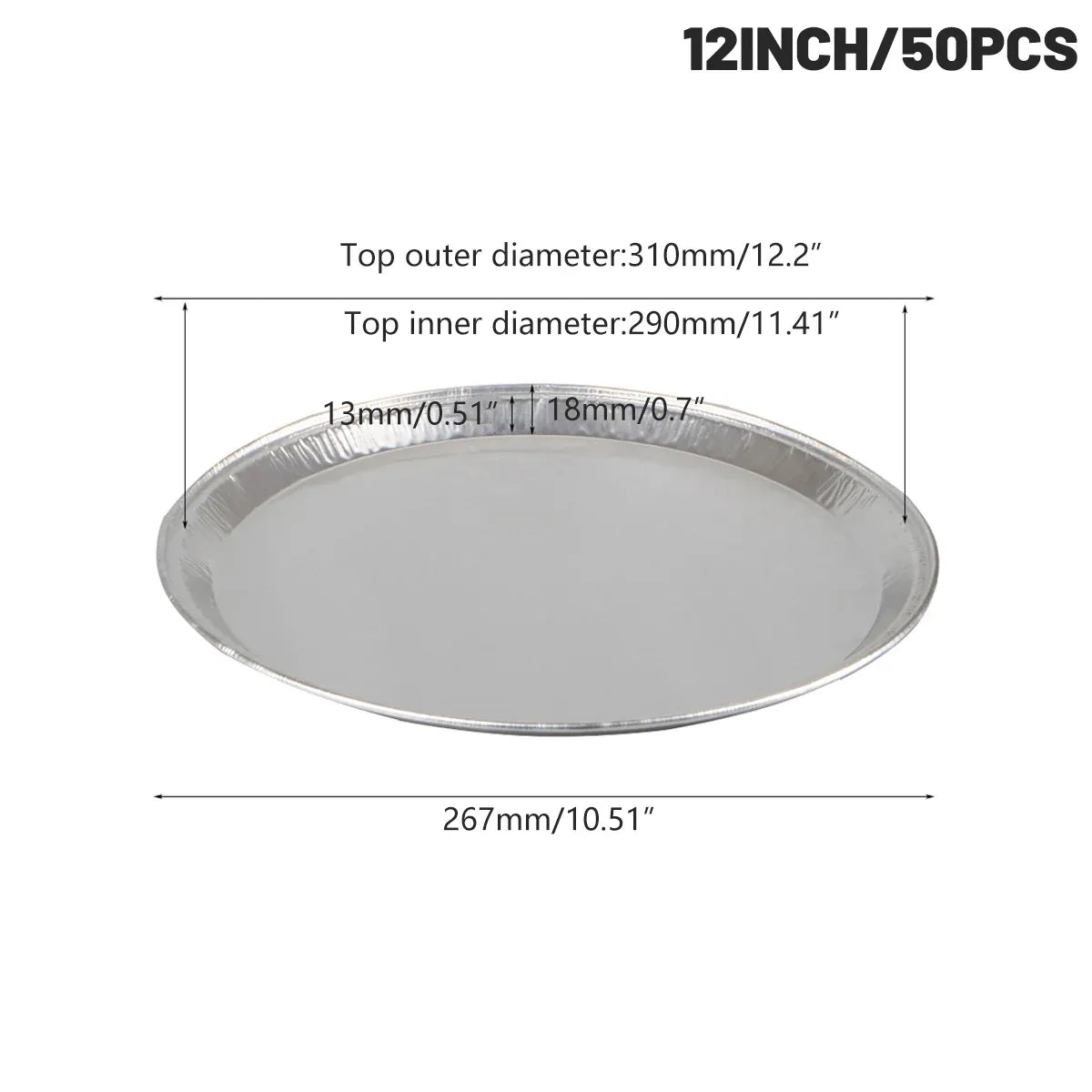 50pcs Aluminium Foil Pizza Tray Pie Pan Round Oven Catering BBQ Trays Large
