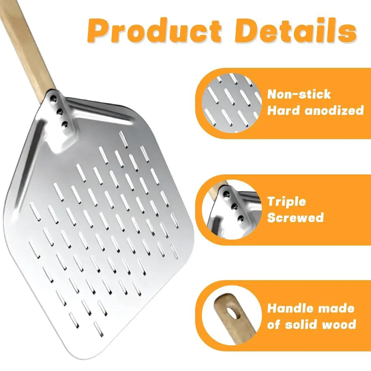 12inch Pizza Shovel with Wood Handle Non-Stick Pizza Peel Shovel Baking Tool