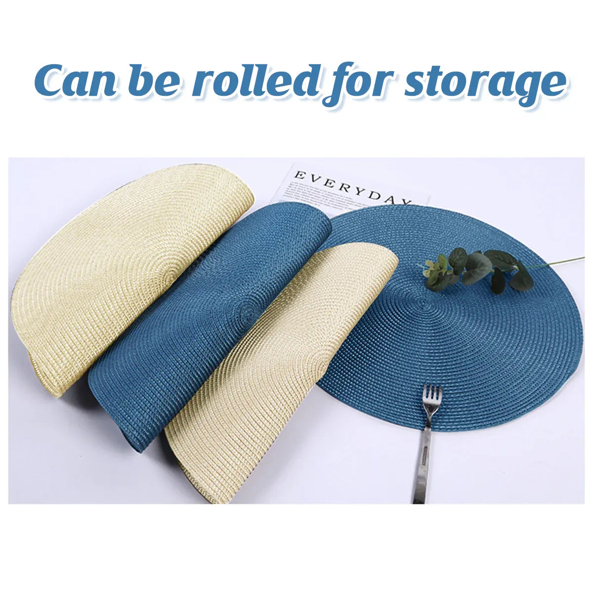 4PCS Table Mats Cup Mats Round Bowl Mats Heat Insulation Set for Household Use - Beige