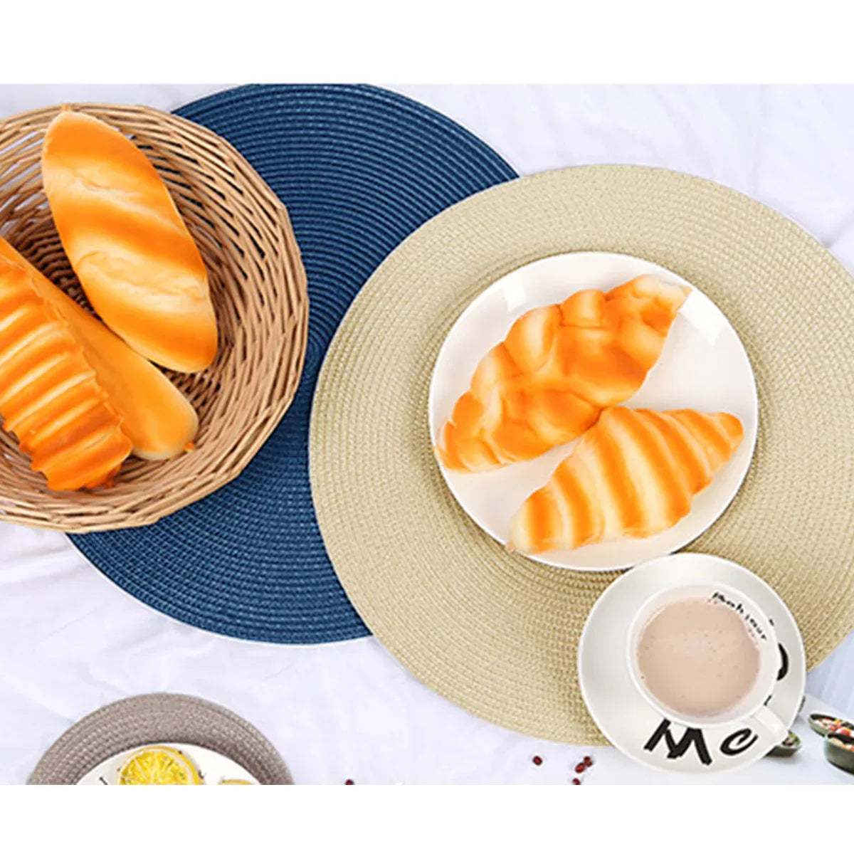 4PCS Table Mats Cup Mats Round Bowl Mats Heat Insulation Set for Household Use - Beige