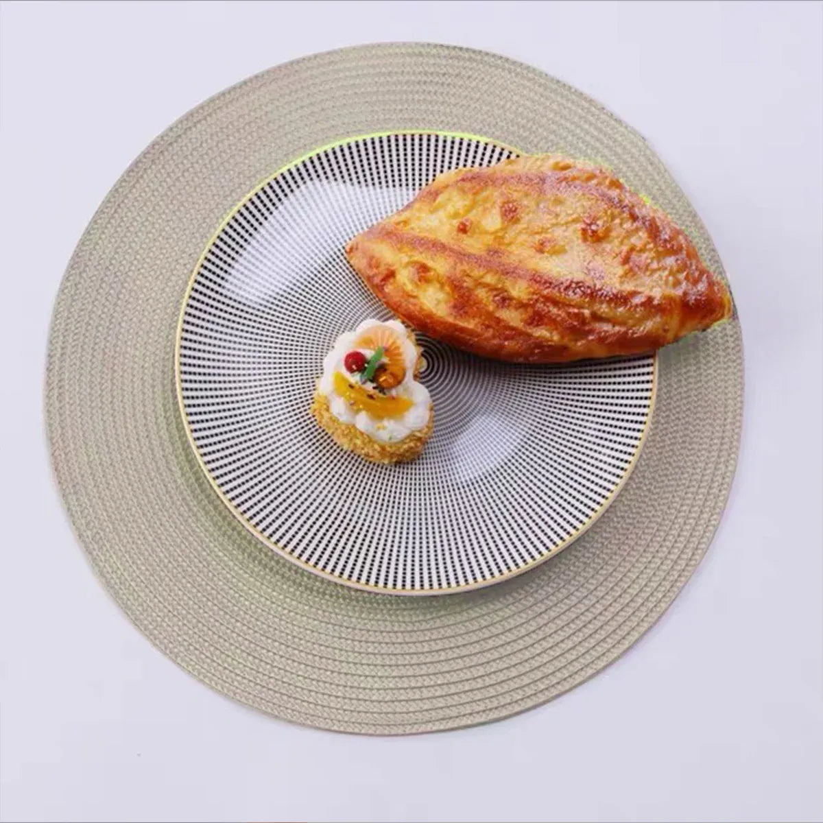 4PCS Table Mats Cup Mats Round Bowl Mats Heat Insulation Set for Household Use - Beige