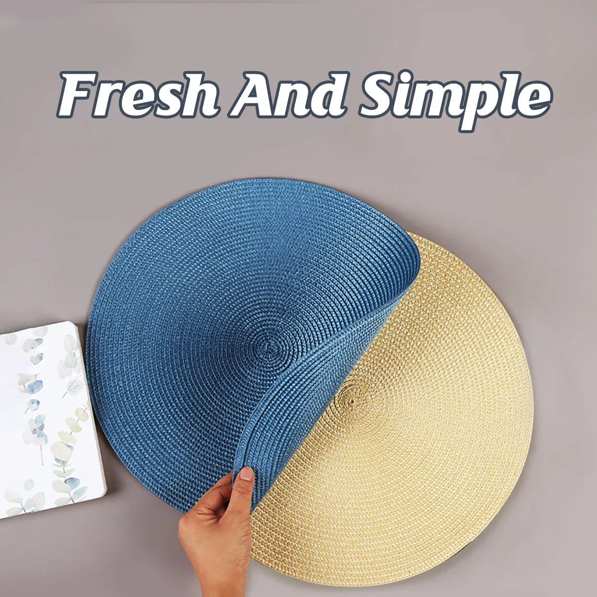 4PCS Table Mats Cup Mats Round Bowl Mats Heat Insulation Set for Household Use - Sapphire blue