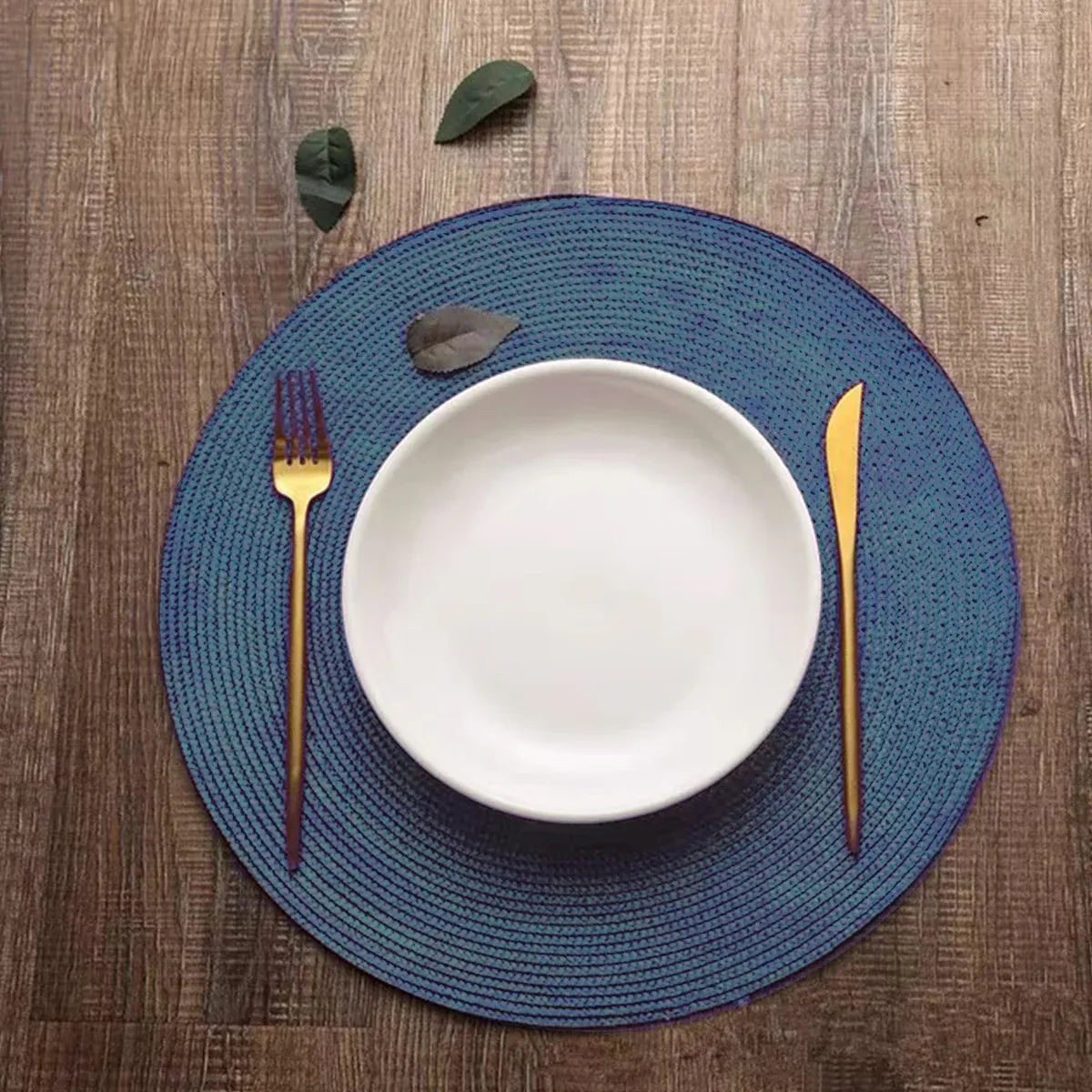 4PCS Table Mats Cup Mats Round Bowl Mats Heat Insulation Set for Household Use - Sapphire blue