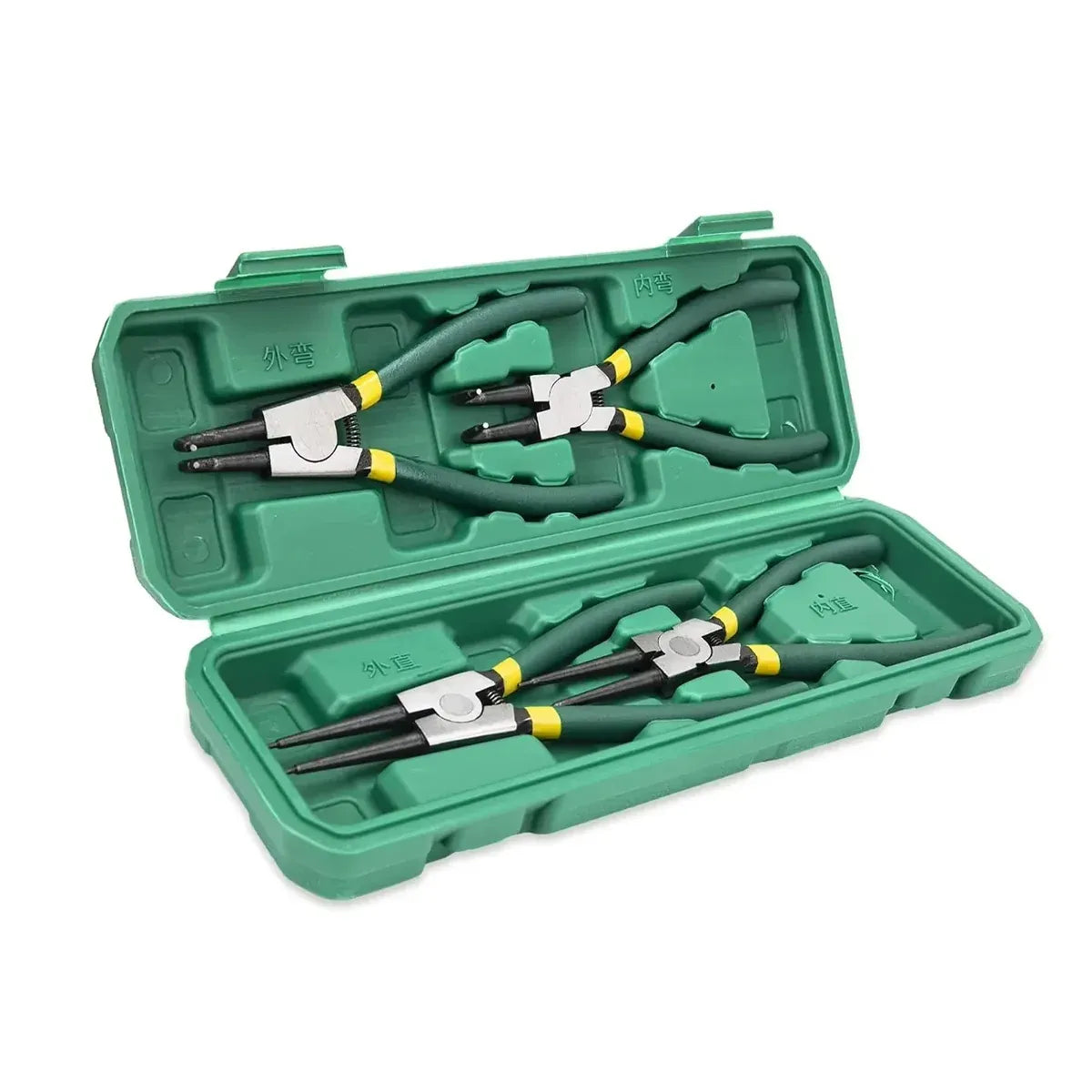 4 Piece Circlip Pliers Set 7 Inch Internal and External Straight and Bent Nose Tools