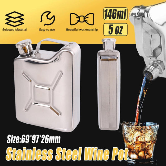 146ml Portable Outdoor Camping Oil Can Thick Stainless Steel Fuel Bottle Flask