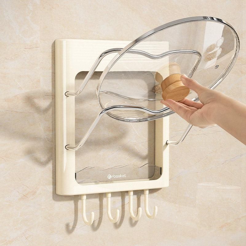 Wall Mounted Pot Lid Rack Multifunctional Household Storage Organizer Shelf
