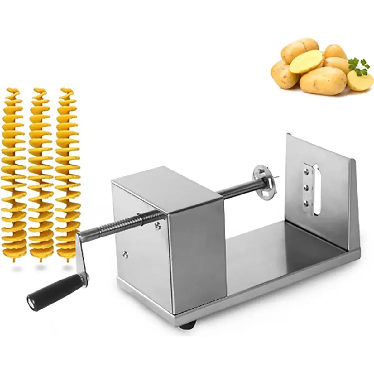 Stainless Steel Manual Potato Spiral Cutting Machine Hand Crank Slicer