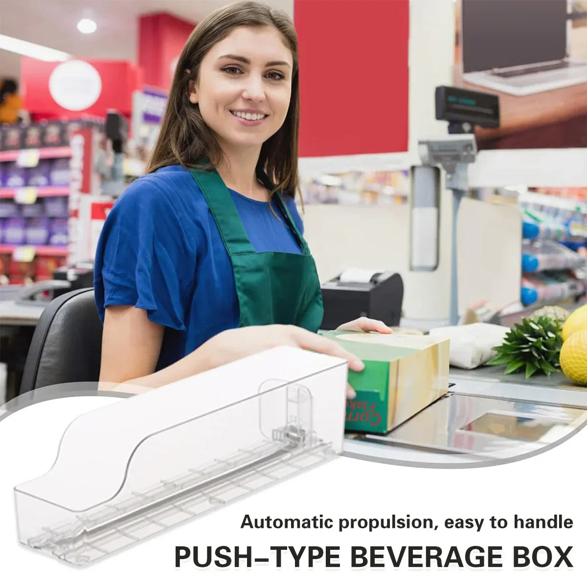 Fridge Drink Organizer Auto Push Forward Dispenser Adjustable for Cans Bottles