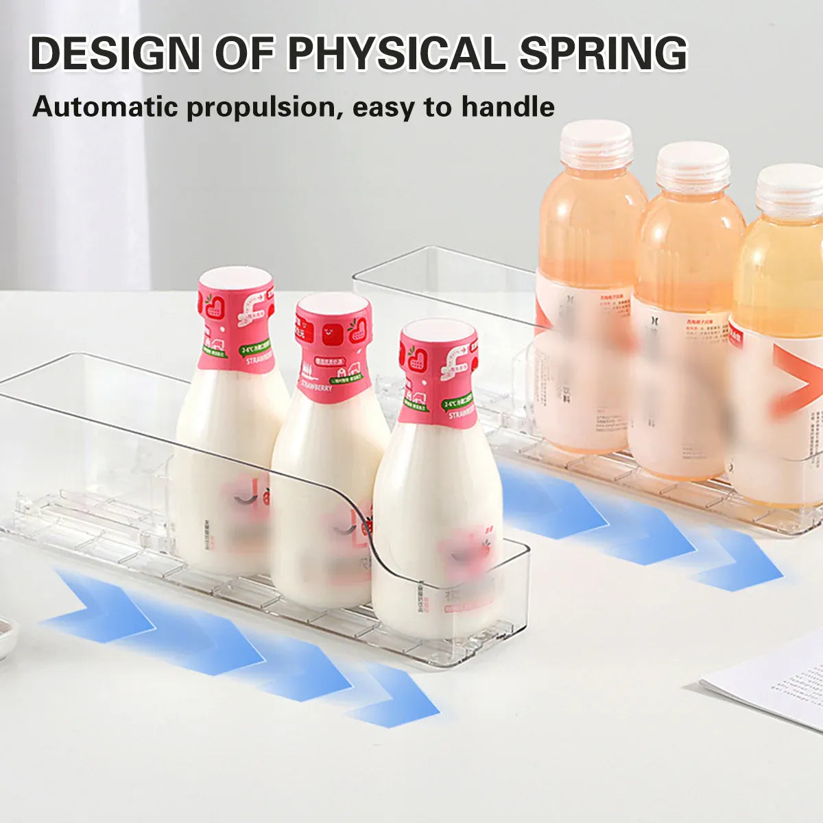 Fridge Drink Organizer Auto Push Forward Dispenser Adjustable for Cans Bottles
