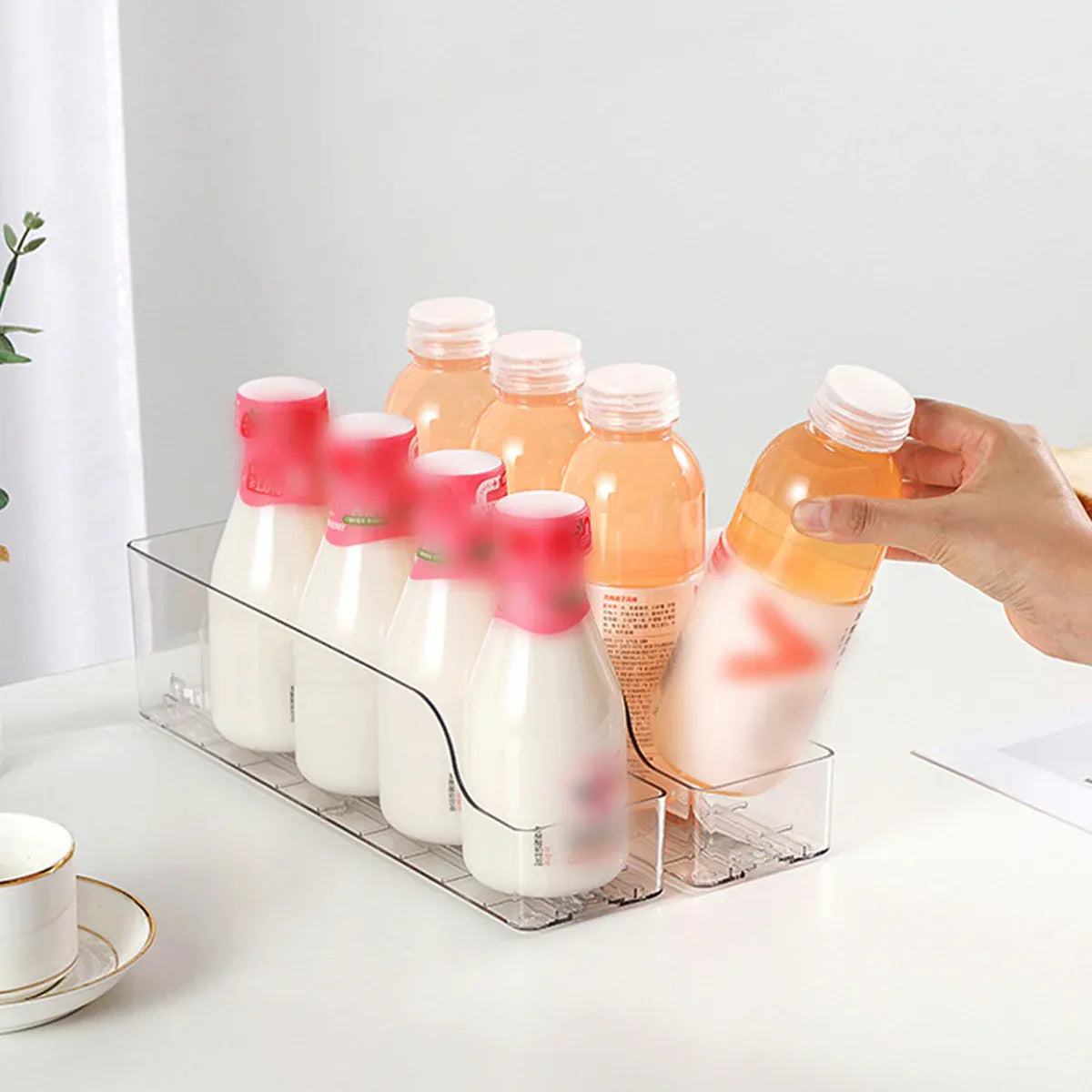 Fridge Drink Organizer Auto Push Forward Dispenser Adjustable for Cans Bottles