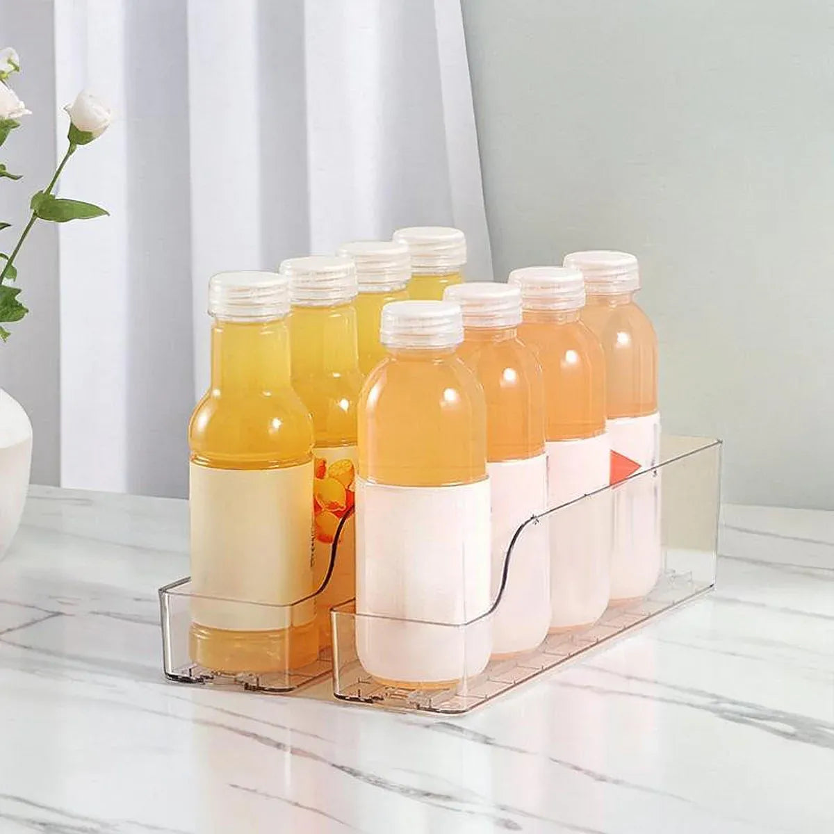 Fridge Drink Organizer Auto Push Forward Dispenser Adjustable for Cans Bottles