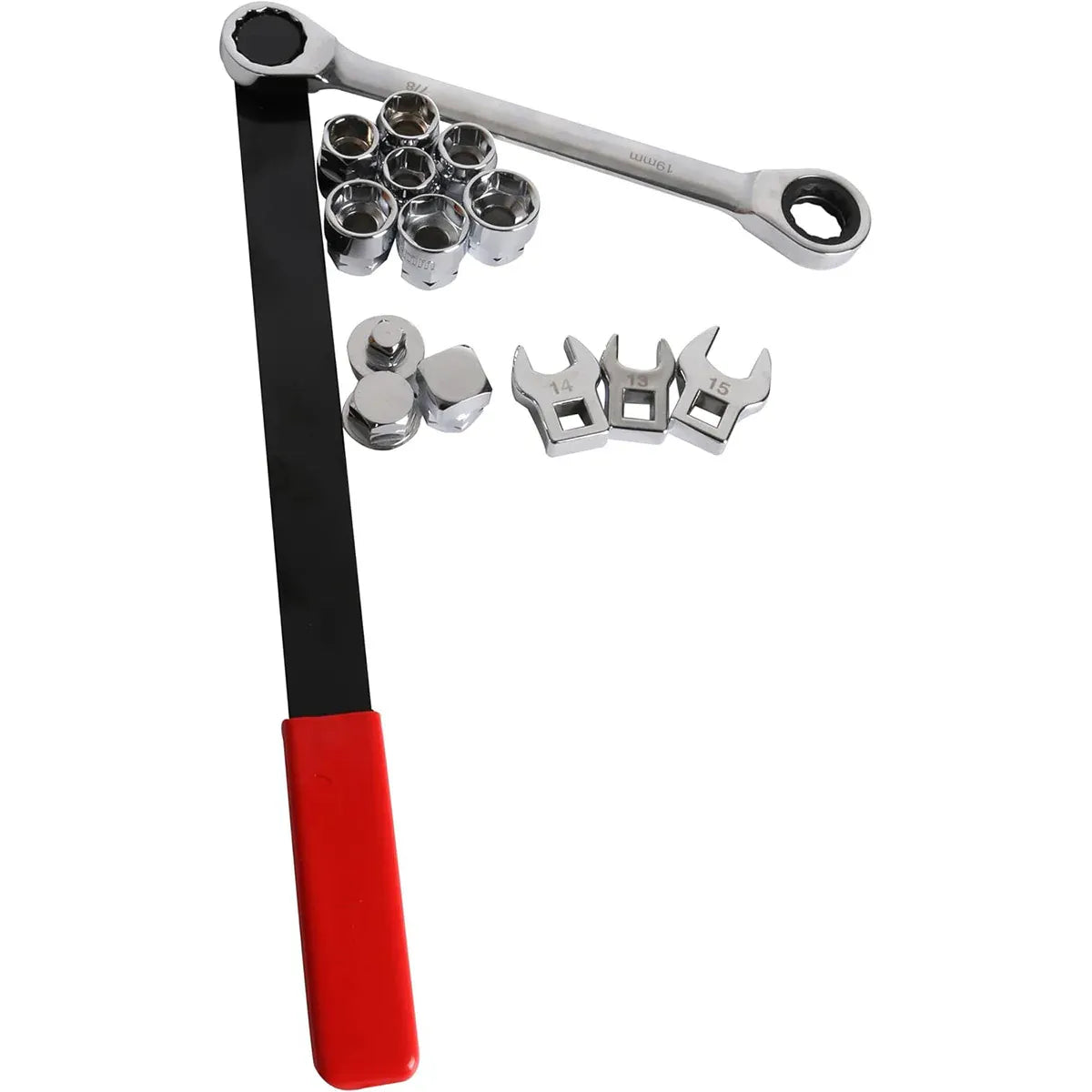 15PCS Ratcheting Serpentine Belt Tool Set CR-V Steel for Car Truck Engine Repair