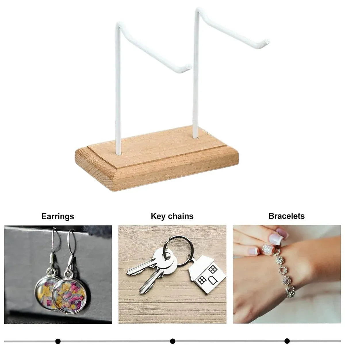 Iron Earrings Display Rack Jewellery Holder Hanging Keychain Bracelet Shelf - White
