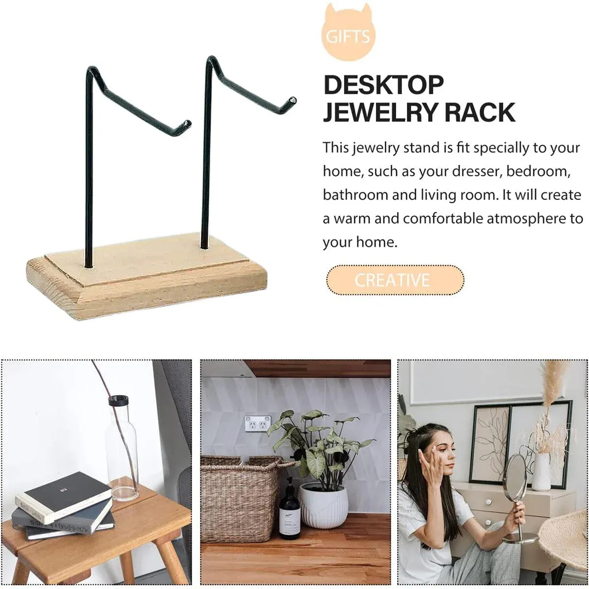 Iron Earrings Display Rack Jewellery Holder Hanging Keychain Bracelet Shelf - White