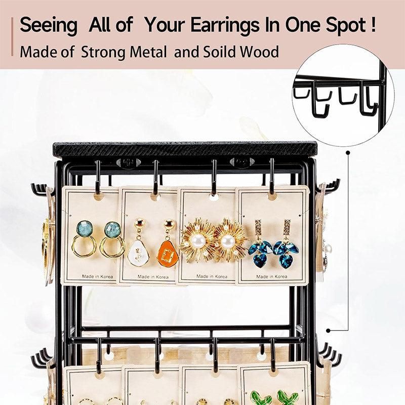 Iron Desktop Earrings Display Organizer Jewellery Stand Holder for Home Storage - Black