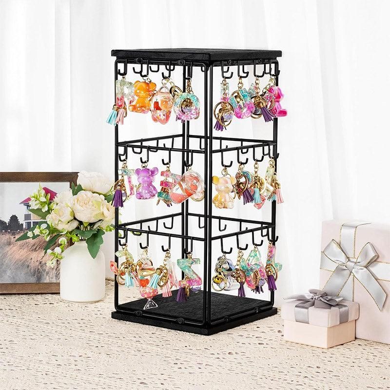 Iron Desktop Earrings Display Organizer Jewellery Stand Holder for Home Storage - Black