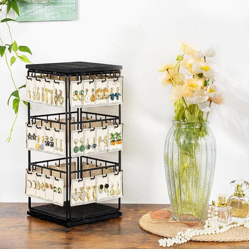 Iron Desktop Earrings Display Organizer Jewellery Stand Holder for Home Storage - Black