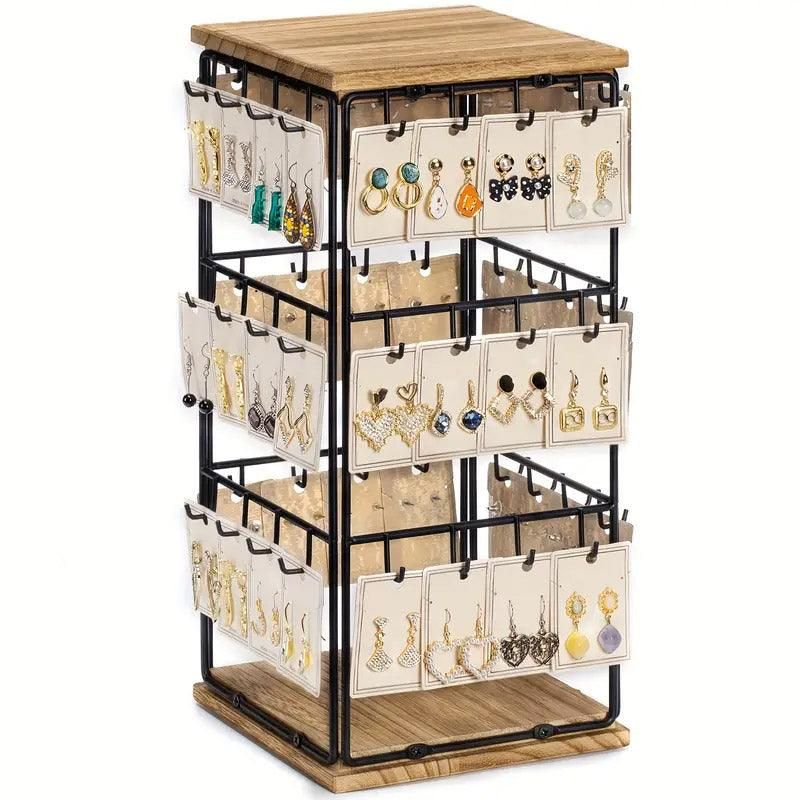 Iron Desktop Earrings Display Organizer Jewellery Stand Holder for Home Storage - Black