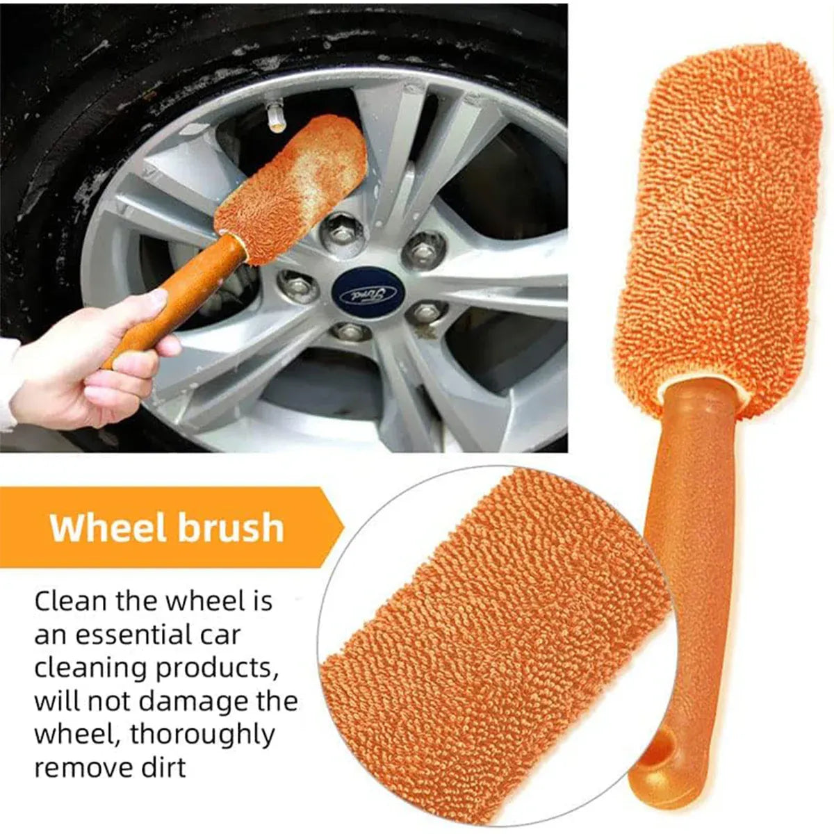 9PCS Car Cleaning Kit Microfiber Towel Wax Sponge Wheel Brush Gloves Set Use - Grey