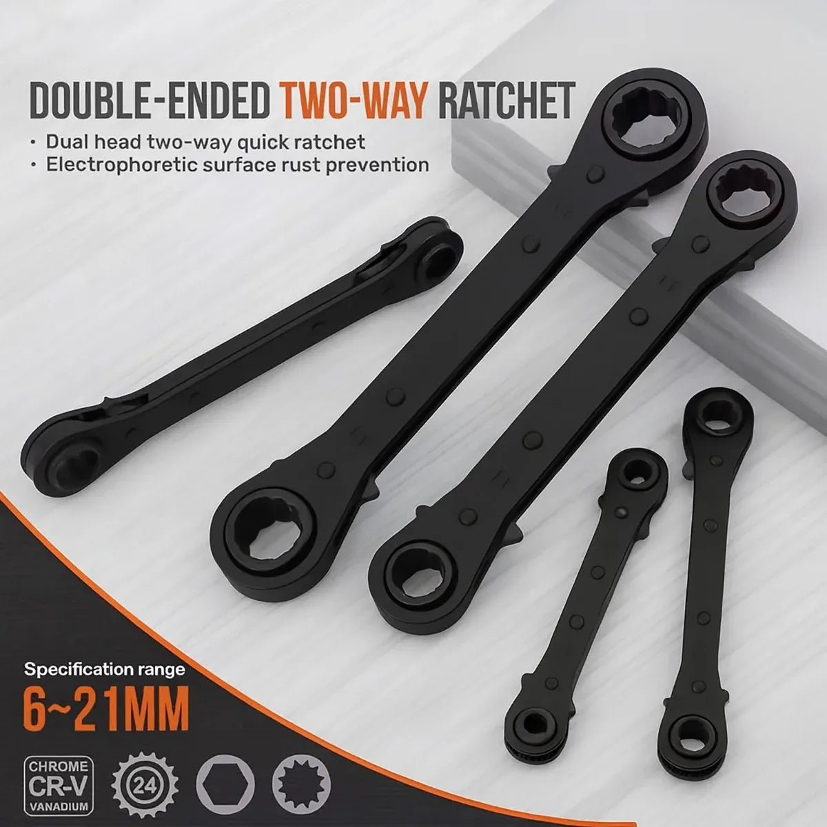 5PCS Double Head Quick Release Ratchet Wrench Set for Garage Kit