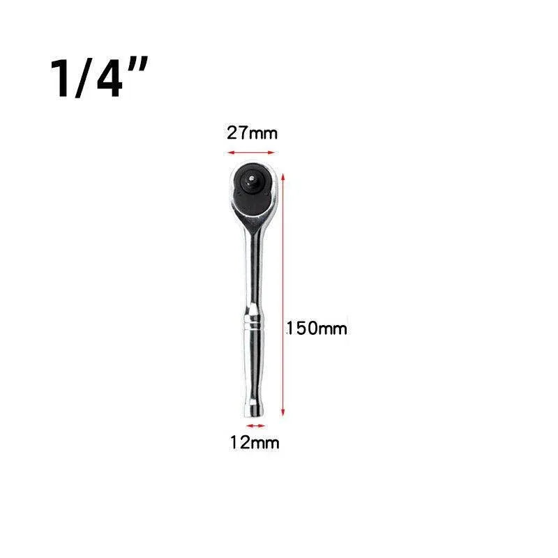 Quick Release Ratchet Handle 1/4 inch 3/8 inch 1/2 inch Drive Reversible Socket Wrench - 16x245x42mm