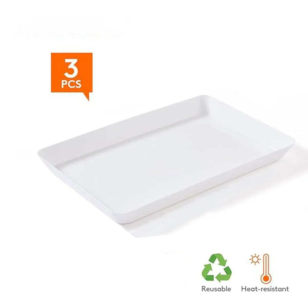 Rectangular White Plastic Deli Display Tray Dishes Serving Platter Food Plate