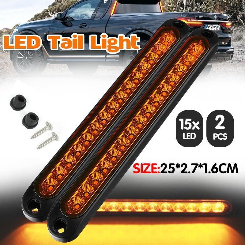 2PCS 15 LED Tail Lights Ultra Slim Trailer Truck Ute Brake Indicator Lamps