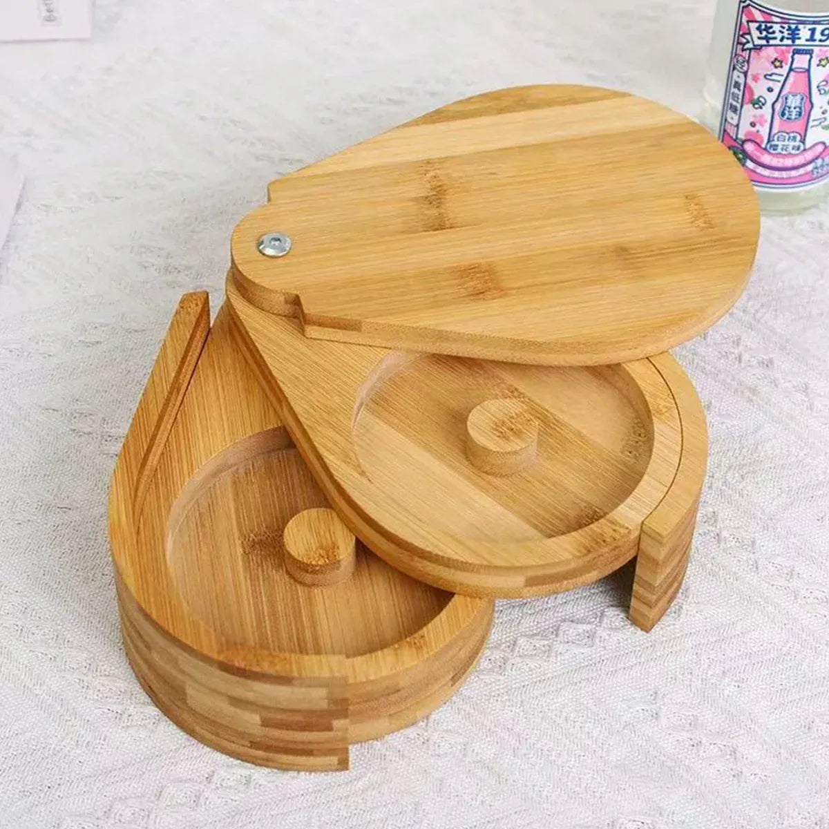 Bamboo Salt Jar Spice Container with Lid for Cooking Seasoning Storage Home Use