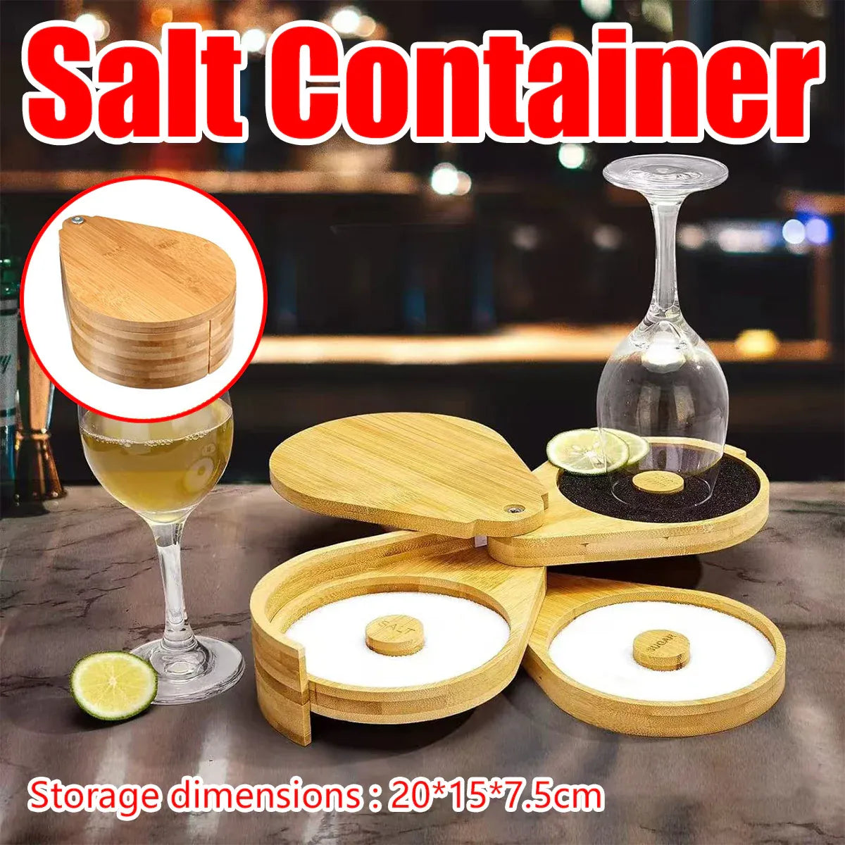 Bamboo Salt Jar Spice Container with Lid for Cooking Seasoning Storage Home Use