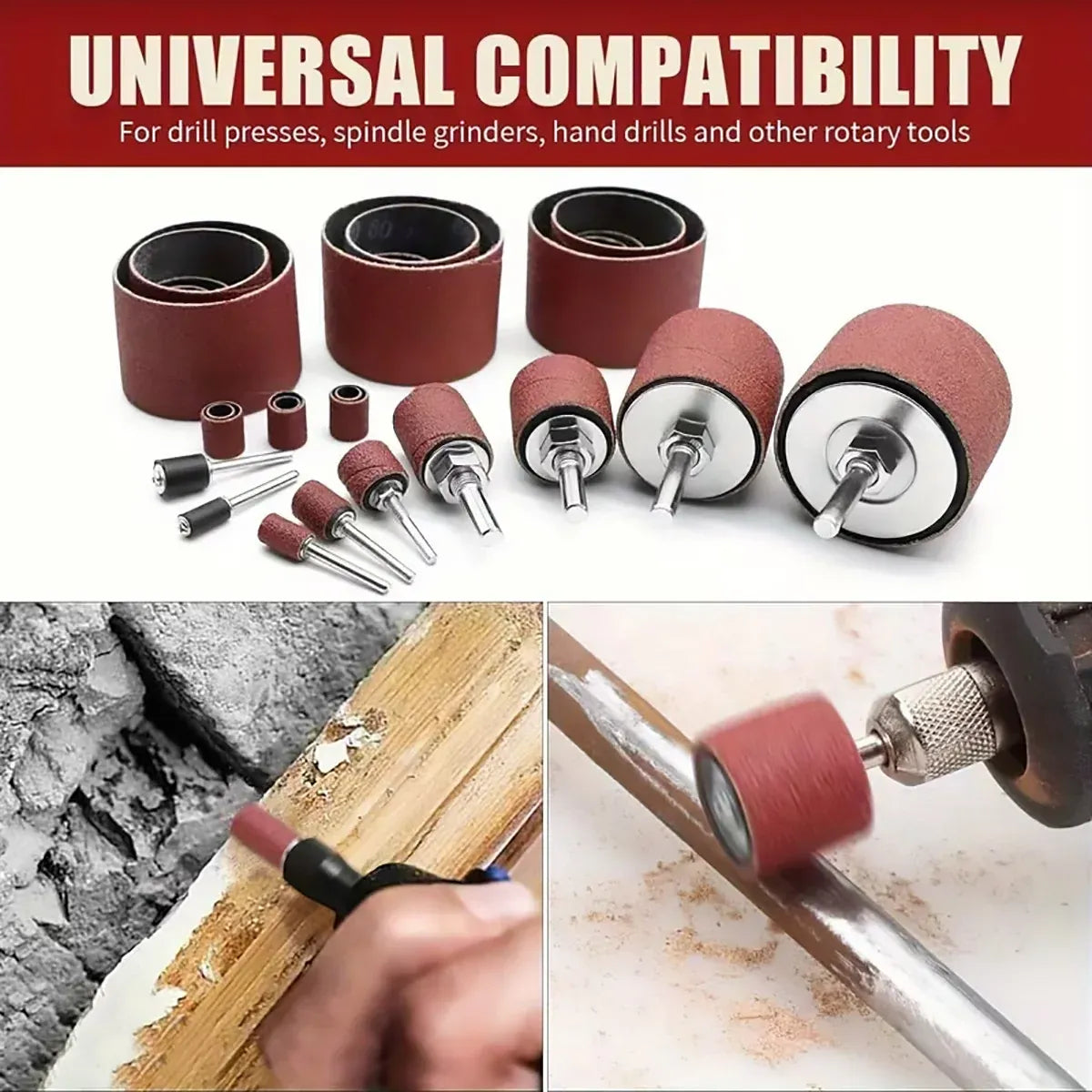 37Pcs Sanding Drum Kit Sleeve Set for Drill Rotary Tool Wood Polishing